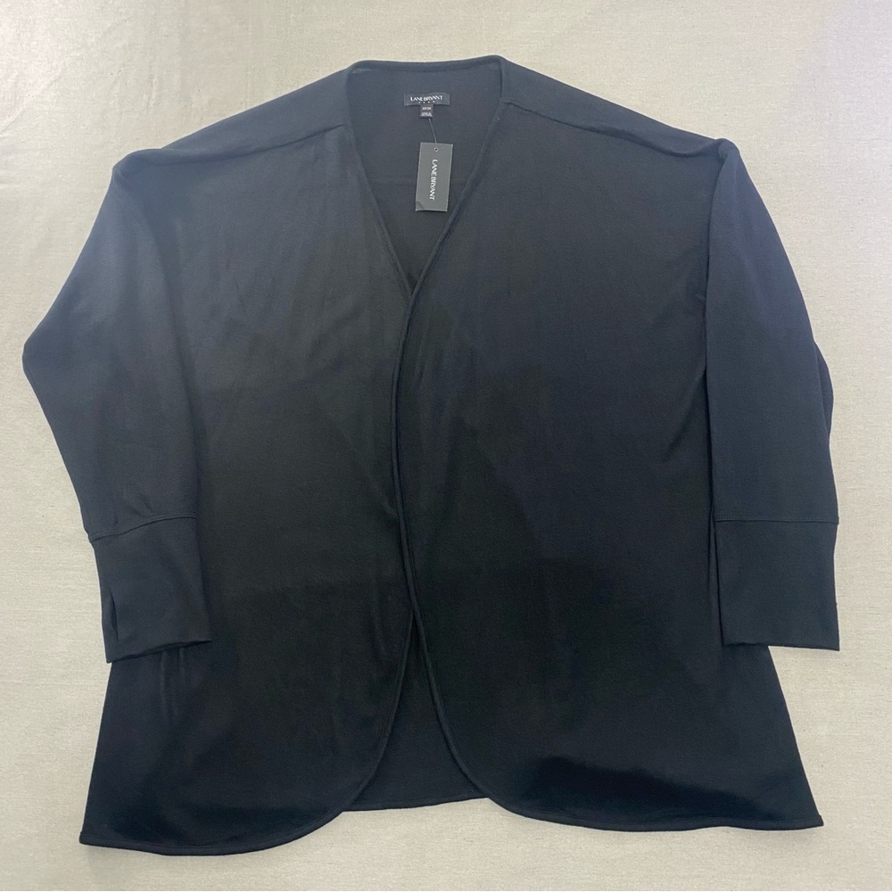 NWT Lane Bryant Open Cardigan Knit Plus Size 22/24 Black 3/4 Sleeve Shrug